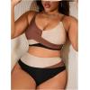 imageSOLY HUX Womens Plus Size Bathing Suit Color Block Criss Cross Wrap High Waisted Swimsuit Two Piece Bikini SetsBrown and Black