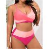 imageSOLY HUX Womens Plus Size Bathing Suit Color Block Criss Cross Wrap High Waisted Swimsuit Two Piece Bikini SetsPink Colorblock