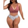 imageSOLY HUX Womens Plus Size Swimsuit Allover Print High Waisted Bikini Sets Two Piece Bathing SuitsMulticoloured Printed