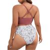 imageSOLY HUX Womens Plus Size Swimsuit Allover Print High Waisted Bikini Sets Two Piece Bathing SuitsMulticoloured Printed