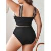 imageSOLY HUX Womens Plus Size Two Piece Swimsuit Chevron Print Criss Cross High Waisted Bikini Set Bathing SuitsBlack Chevron
