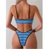 imageSOLY HUX Womens Striped Contrast Binding Bikini Sets Bathing Suit Two Piece SwimsuitBlue Striped