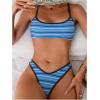 imageSOLY HUX Womens Striped Contrast Binding Bikini Sets Bathing Suit Two Piece SwimsuitBlue Striped