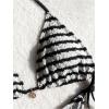 imageSOLY HUX Womens Striped Swimsuit Halter Triangle String Bikini Set Tie Side Two Piece Bathing SuitBlack and White Striped