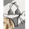 imageSOLY HUX Womens Striped Swimsuit Halter Triangle String Bikini Set Tie Side Two Piece Bathing SuitBlack and White Striped