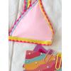 imageSOLY HUX Womens Triangle Bikini Top Spaghetti Strap Sexy Swimsuit Top OnlyLight Pink Colorblock