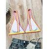 imageSOLY HUX Womens Triangle Bikini Top Spaghetti Strap Sexy Swimsuit Top OnlyWhite Colorblock
