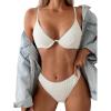 imageSOLY HUX Bikini Sets for Women Underwire Bikini Textured Bathing Suits Two Piece SwimsuitSolid White