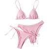 imageSOLY HUX Womens 3 Piece Swimsuit Triangle Tie Side Bikini Sets Bathing Suit with ThongPlain Light Pink