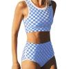 imageSOLY HUX Womens Bikini Sets Plaid High Waisted Bathing Suits Two Piece SwimsuitBlue Checkered