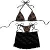imageSOLY HUX Womens Cheeky Swimsuits Floral Lace Halter Bikini Set Bathing Suits with Cover Up SkirtsBlack Floral
