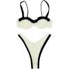 imageSOLY HUX Womens Color Block Bikini Sets 2 Piece Bathing Suits High Cut Cheeky SwimsuitsBeige and Black
