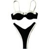 imageSOLY HUX Womens Color Block Bikini Sets 2 Piece Bathing Suits High Cut Cheeky SwimsuitsBlack and White