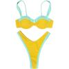 imageSOLY HUX Womens Color Block Bikini Sets 2 Piece Bathing Suits High Cut Cheeky SwimsuitsYellow and Green