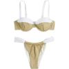 imageSOLY HUX Womens Color Block Underwire Bikini Sets Bathing Suits Two Piece SwimsuitsKhaki and White
