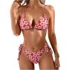 imageSOLY HUX Womens Floral Print Swimsuit Halter Triangle Tie Side String Bikini Set Two Piece Bathing SuitRed and White Floral