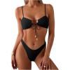 imageSOLY HUX Womens High Waisted Bikini Sets String Bikinis Triangle Swim Suits Two Piece Bathing Suit for Women 2025Solid Black