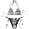 imageSOLY HUX Womens Leopard Print Bikini Sets Halter Triangle Tie Side Two Piece Swimsuit Bathing SuitsBlack and White Leopard