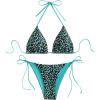 imageSOLY HUX Womens Leopard Print Bikini Sets Halter Triangle Tie Side Two Piece Swimsuit Bathing SuitsBlue Leopard