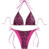 imageSOLY HUX Womens Leopard Print Bikini Sets Halter Triangle Tie Side Two Piece Swimsuit Bathing SuitsHotpink Leopard