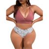 imageSOLY HUX Womens Plus Size Swimsuit Allover Print High Waisted Bikini Sets Two Piece Bathing SuitsMulticoloured Printed