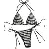 imageSOLY HUX Womens Striped Swimsuit Halter Triangle String Bikini Set Tie Side Two Piece Bathing SuitBlack and White Striped
