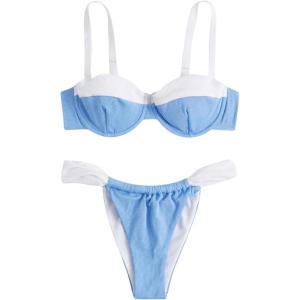imageSOLY HUX Womens Color Block Underwire Bikini Sets Bathing Suits Two Piece SwimsuitsBlue Colorblock