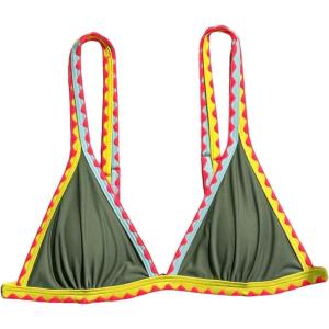 imageSOLY HUX Womens Triangle Bikini Top Spaghetti Strap Sexy Swimsuit Top OnlyArmy Green Colorblock