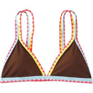 imageSOLY HUX Womens Triangle Bikini Top Spaghetti Strap Sexy Swimsuit Top OnlyBrown Colorblock
