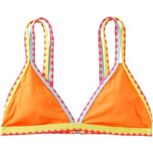 imageSOLY HUX Womens Triangle Bikini Top Spaghetti Strap Sexy Swimsuit Top OnlyOrange Colorblock
