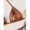imageSOLY HUX Bathing Suit for Women Metallic Halter Top Two Piece Swimsuit Tie Side Triangle Thong Bikini SwimwearPure Bronze