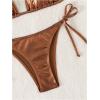 imageSOLY HUX Bathing Suit for Women Metallic Halter Top Two Piece Swimsuit Tie Side Triangle Thong Bikini SwimwearPure Bronze