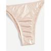 imageSOLY HUX Bathing Suit for Women Metallic Halter Top Two Piece Swimsuit Tie Side Triangle Thong Bikini SwimwearPure Champagne