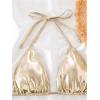 imageSOLY HUX Bathing Suit for Women Metallic Halter Top Two Piece Swimsuit Tie Side Triangle Thong Bikini SwimwearPure Gold