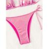 imageSOLY HUX Bathing Suit for Women Metallic Halter Top Two Piece Swimsuit Tie Side Triangle Thong Bikini SwimwearPure Hotpink