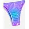 imageSOLY HUX Bathing Suit for Women Metallic Halter Top Two Piece Swimsuit Tie Side Triangle Thong Bikini SwimwearPure Purple
