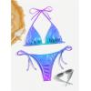 imageSOLY HUX Bathing Suit for Women Metallic Halter Top Two Piece Swimsuit Tie Side Triangle Thong Bikini SwimwearPure Purple