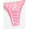 imageSOLY HUX Bathing Suit for Women Metallic Halter Top Two Piece Swimsuit Tie Side Triangle Thong Bikini SwimwearSolid Pink