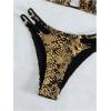 imageSOLY HUX Bathing Suit for Women Metallic Snakeskin Print Halter Triangle Cut Out Bikini Sets Two Piece SwimsuitMulticoloured