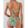 imageSOLY HUX Bathing Suit for Women Two Piece Floral Print Tie Back Swimsuit Bikini SetsGreen Floral