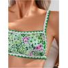 imageSOLY HUX Bathing Suit for Women Two Piece Floral Print Tie Back Swimsuit Bikini SetsGreen Floral