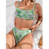 imageSOLY HUX Bathing Suit for Women Two Piece Floral Print Tie Back Swimsuit Bikini SetsGreen Floral