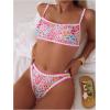 imageSOLY HUX Bathing Suit for Women Two Piece Floral Print Tie Back Swimsuit Bikini SetsPink Floral
