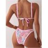 imageSOLY HUX Bathing Suit for Women Two Piece Floral Print Tie Back Swimsuit Bikini SetsPink Floral