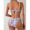 imageSOLY HUX Bathing Suit for Women Two Piece Floral Print Tie Back Swimsuit Bikini SetsWhite and Blue