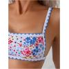 imageSOLY HUX Bathing Suit for Women Two Piece Floral Print Tie Back Swimsuit Bikini SetsWhite and Blue