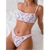 imageSOLY HUX Bathing Suit for Women Two Piece Floral Print Tie Back Swimsuit Bikini SetsWhite and Red