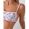 imageSOLY HUX Bathing Suit for Women Two Piece Floral Print Tie Back Swimsuit Bikini SetsWhite and Red