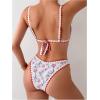imageSOLY HUX Bathing Suit for Women Two Piece Floral Print Tie Back Swimsuit Bikini SetsWhite and Red