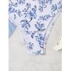 imageSOLY HUX Bikini Sets for Women 3 Piece Floral Print Halter Triangle Bathing Suit Swimsuit with Sarong Cover UpLight Blue Floral